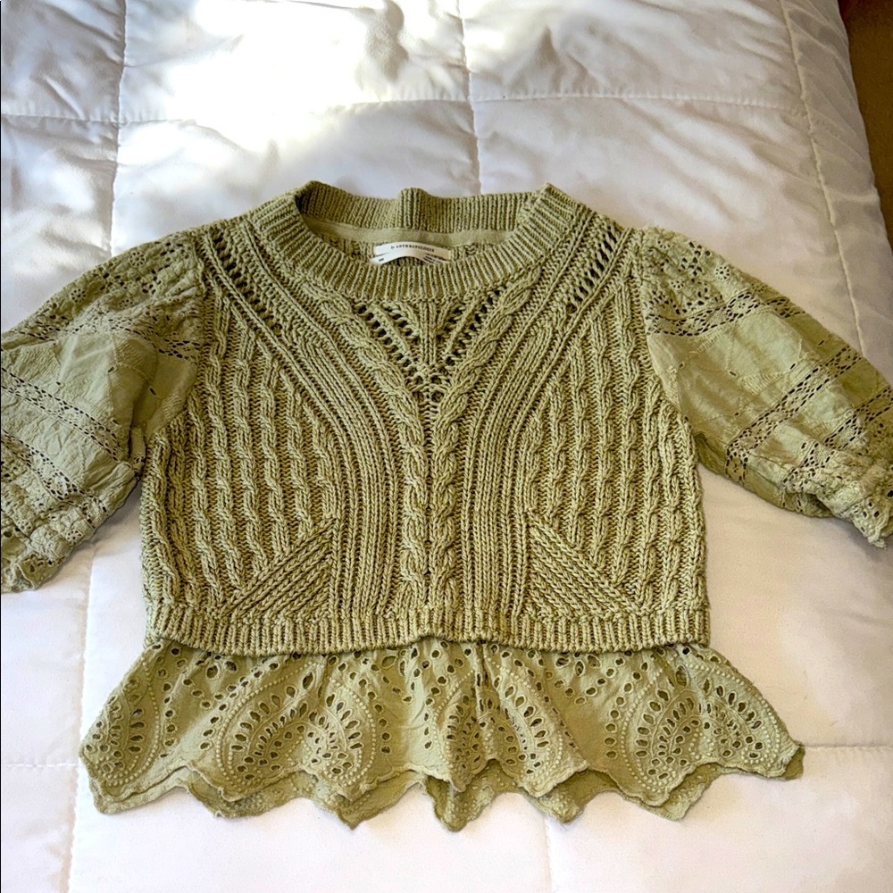 Anthropologie Sage Green Knit Sweater